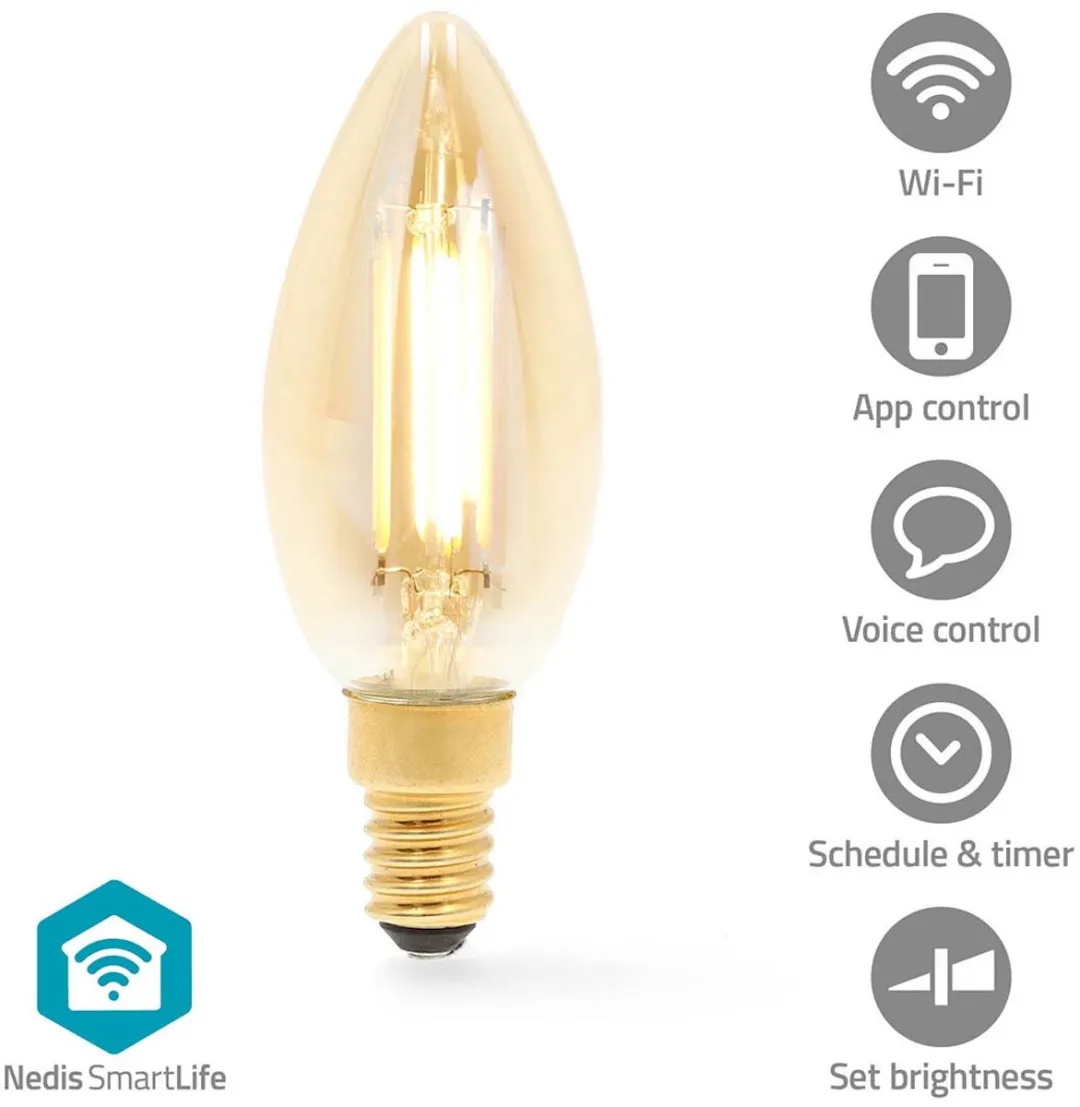 Nedis SmartLife LED Filamentlamp E14 470lm - Warm Wit Goud
