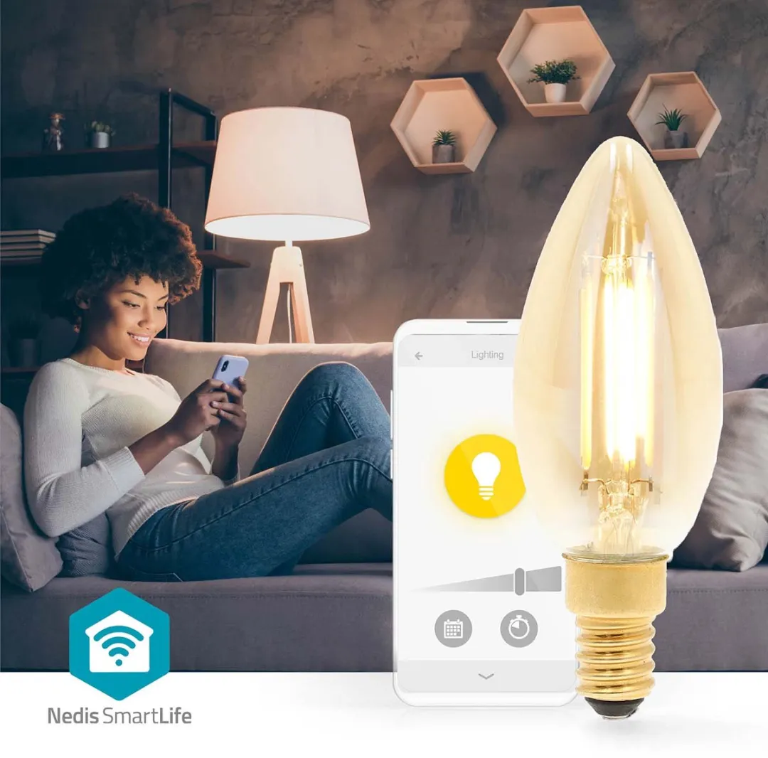 Nedis SmartLife LED Filamentlamp E14 470lm - Warm Wit Goud
