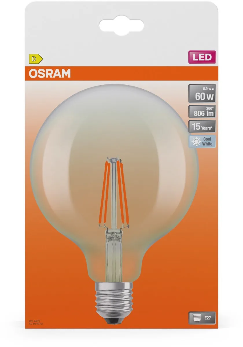 Osram LED Filament Star Globe 125 5,9W E27 - 806lm Koel wit - afbeelding 6 van 6