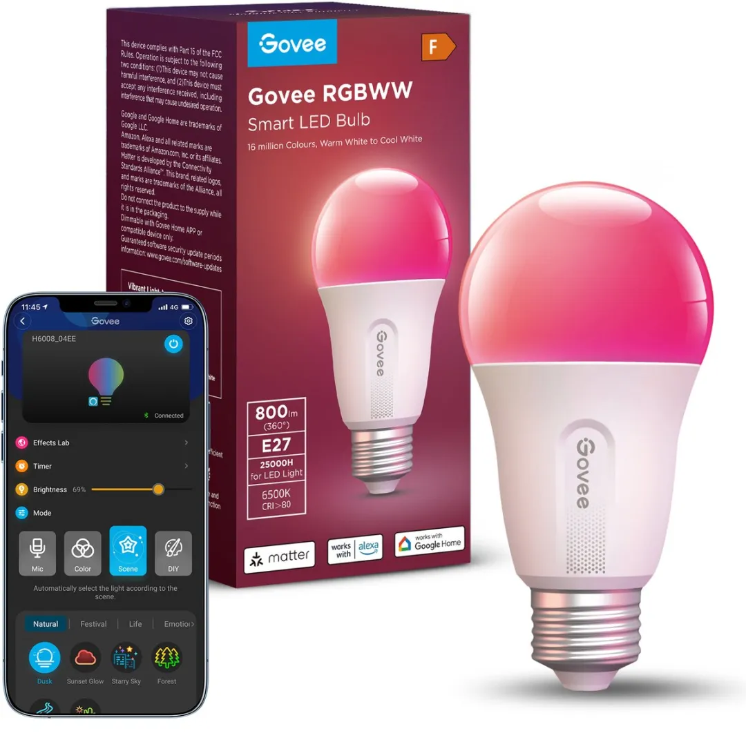 Govee RGBWW Smart LED E27 800lm - 9W - afbeelding 6 van 6