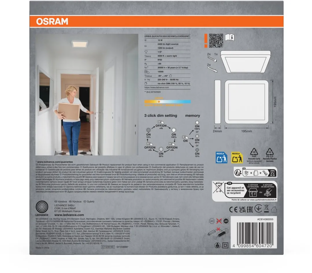 Osram Orbis Quickfix LED Plafondlamp 16W 1200lm - Wit