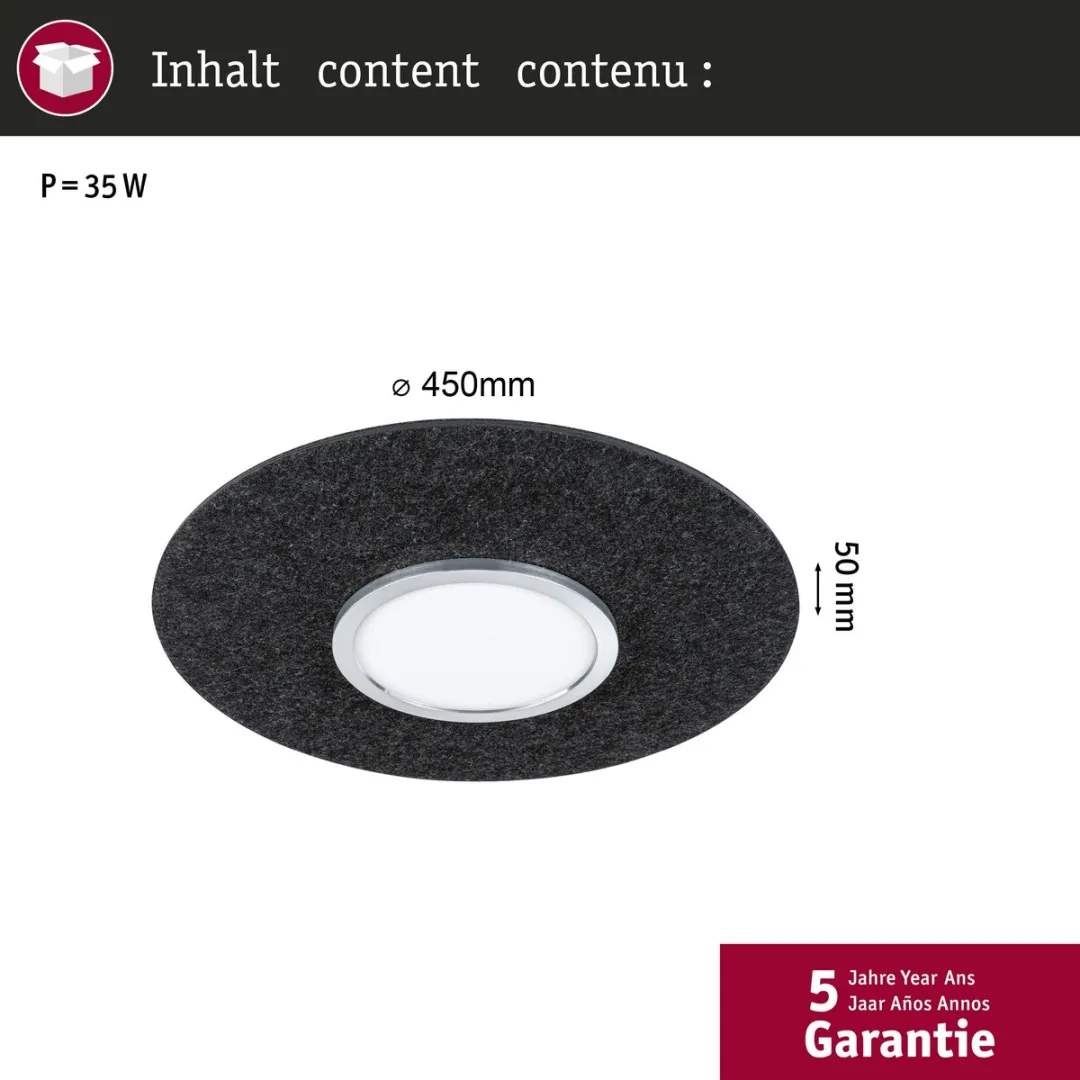 Paulmann Tulga LED Plafondlamp Zigbee 3.0 Tunable White 19W - Antraciet - afbeelding 6 van 6