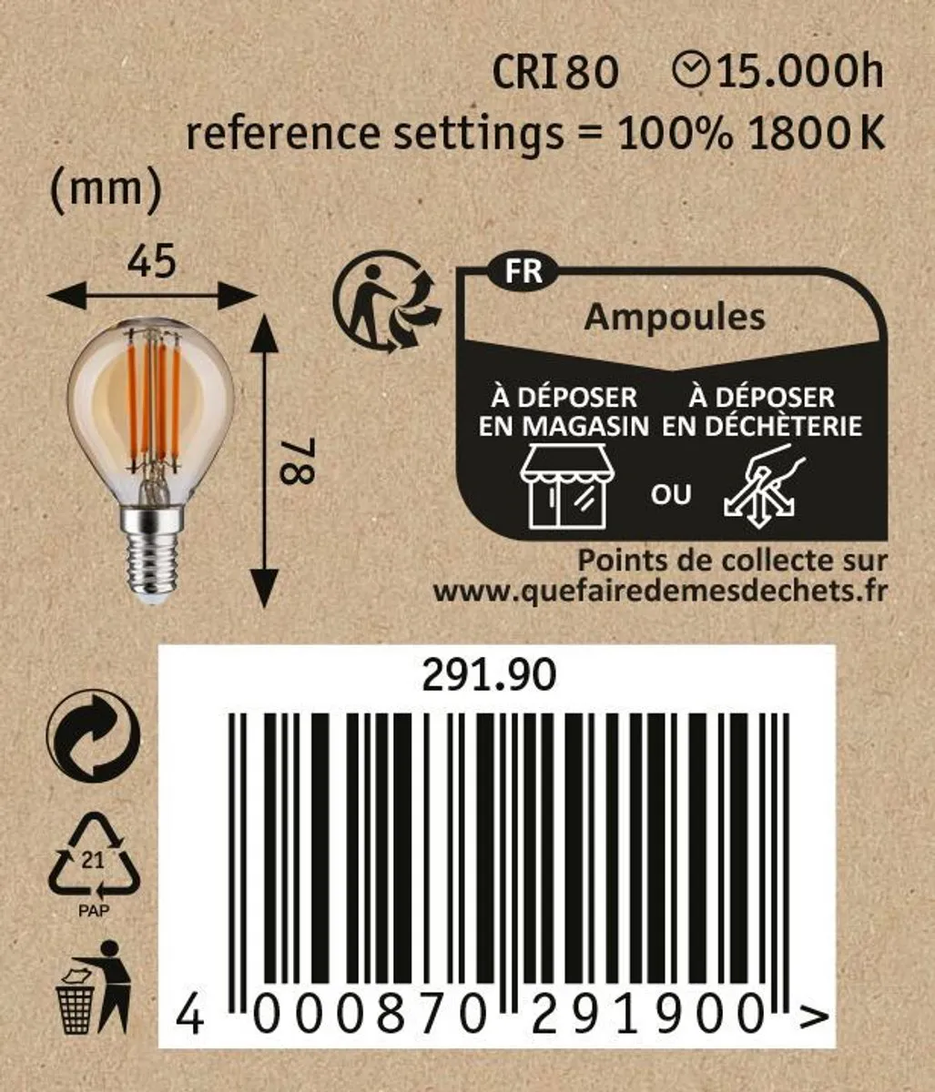 Paulmann 1879 Filament LED-kogellamp E14 450lm - 1800K - Goud