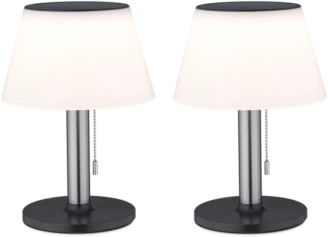 Paulmann Solar LED Tafellamp Lillesol Set - 2x Edelstaal