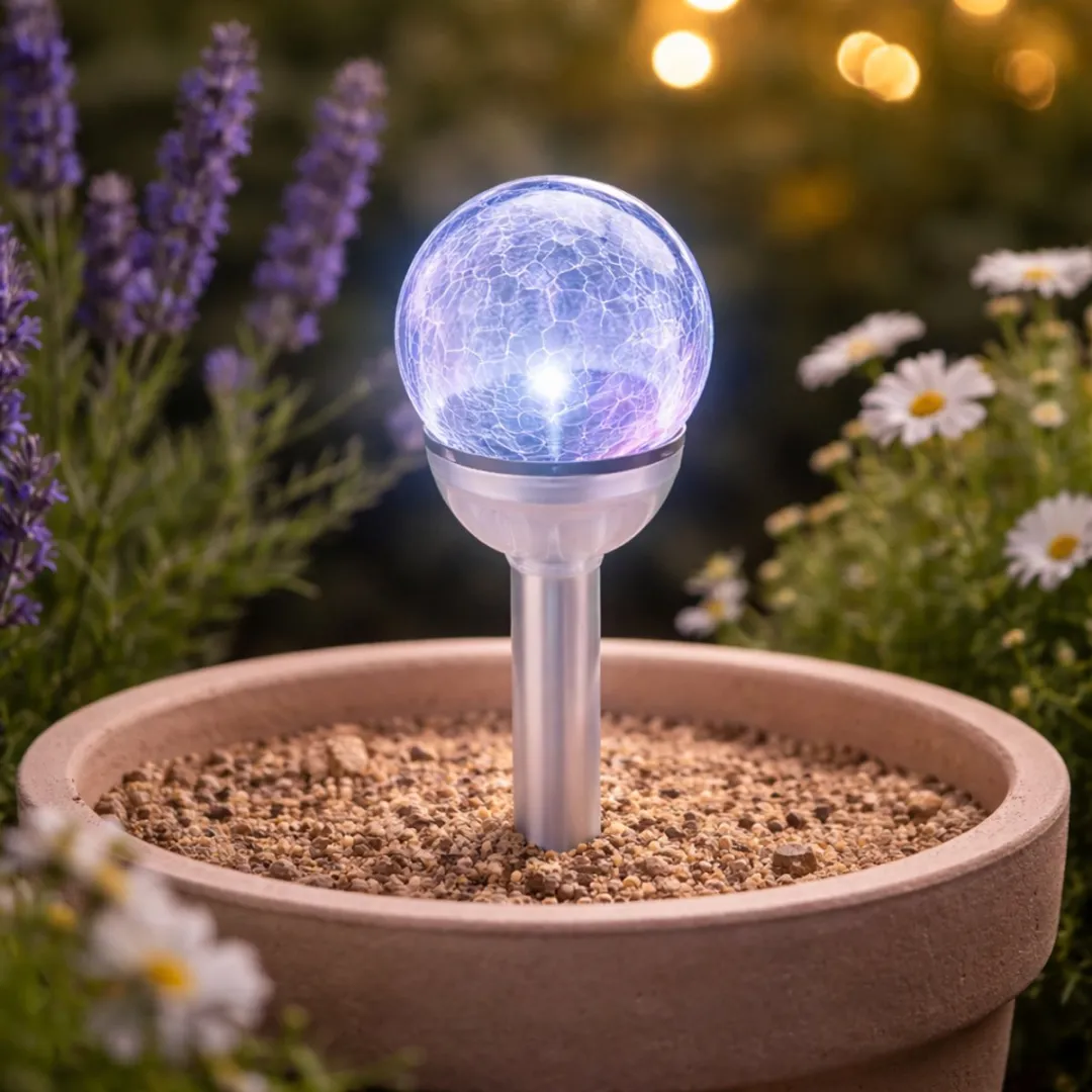 Grundig Solar Tuinlamp Glazen Bol 25cm - Chroom
