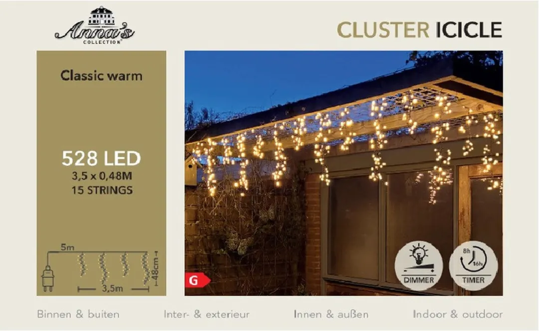 Anna's Collection Ijspegelverlichting 1032 LED - 350cm - Warm wit
