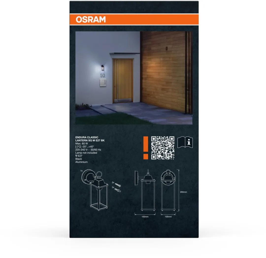 Osram Endura Classic Buitenlamp E27 Zwart - Wandmontage - afbeelding 6 van 6