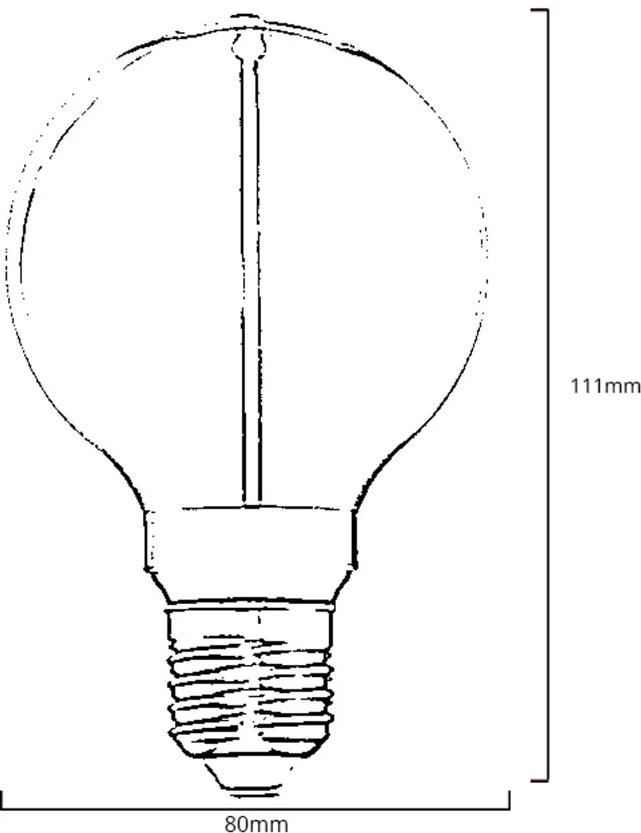 Lybardo Premium E27 LED Globe 80mm - 2W - 1800K Rookglas