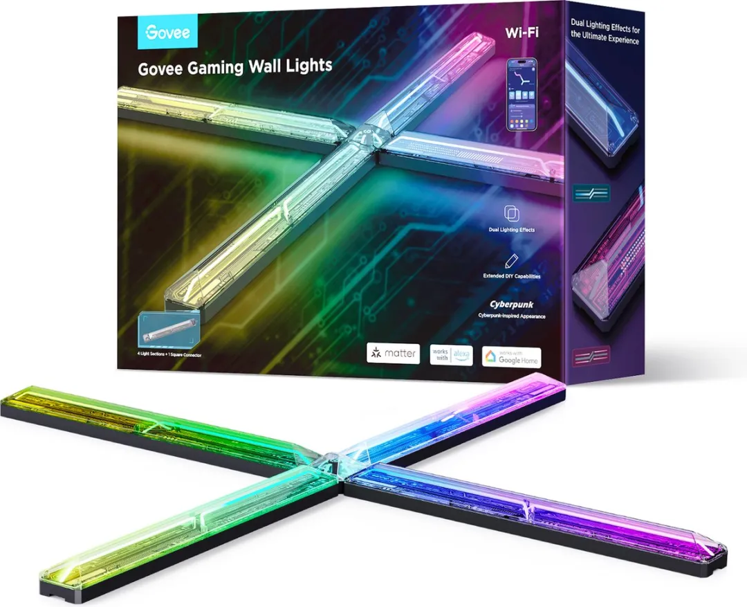 Govee Gaming Wall Lights RGBIC - 5 Stuks - Zwart