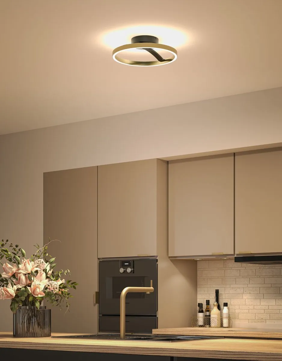 Paulmann Melira LED Plafondlamp 24W 2700K - Zwart mat/Goud