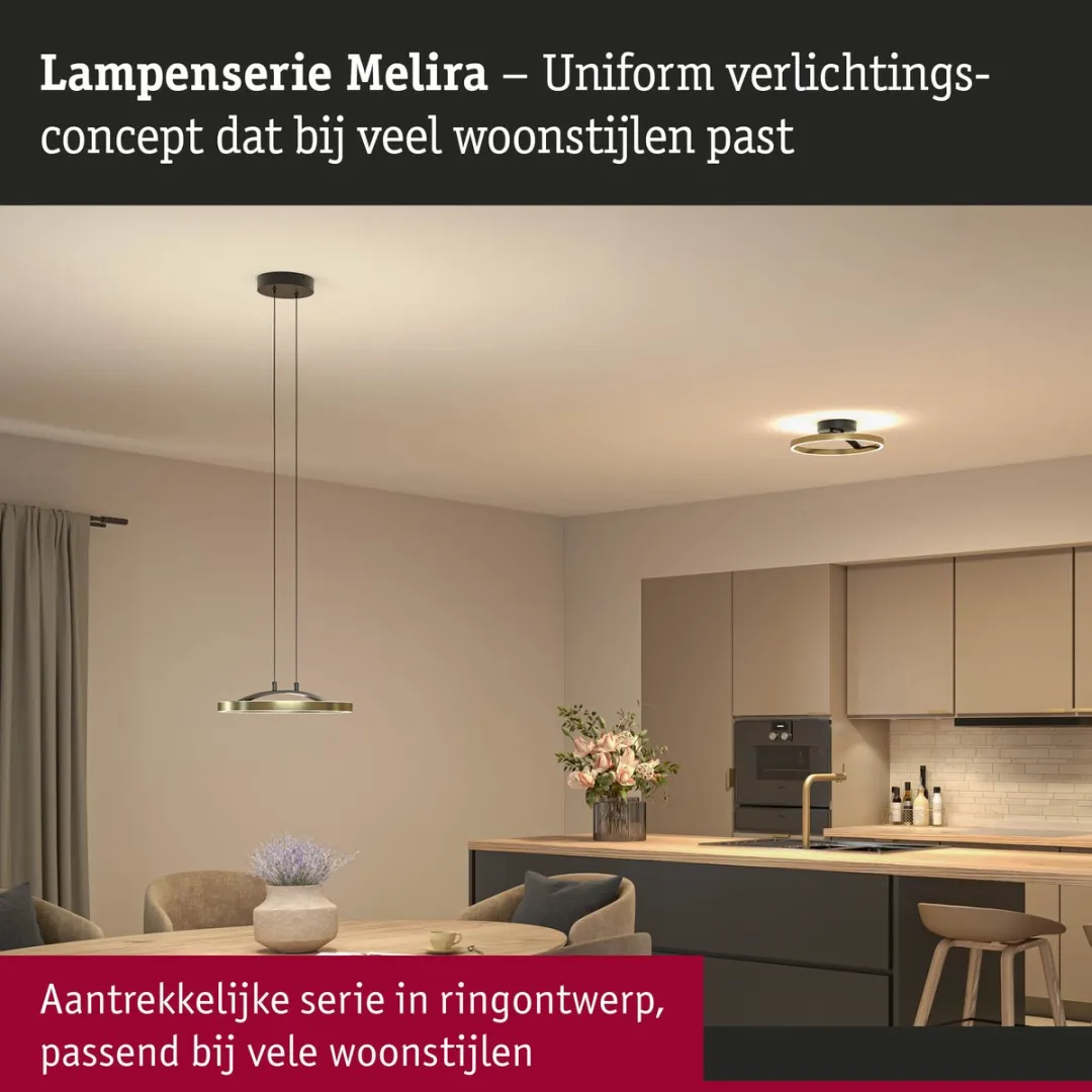Paulmann Melira LED Plafondlamp 24W 2700K - Zwart mat/Goud - afbeelding 6 van 6