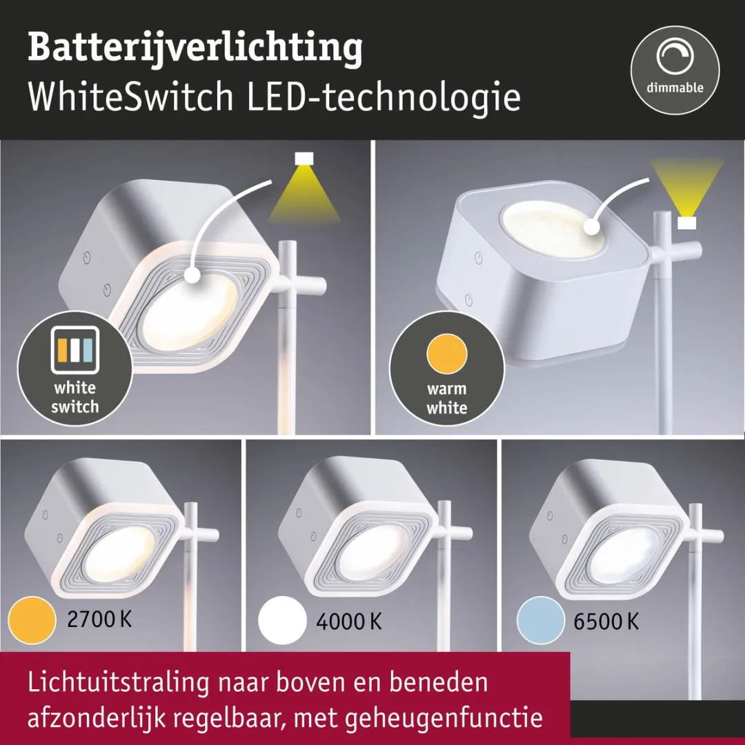 Paulmann Varia White Switch Mobiele Tafellamp - 160lm Wit