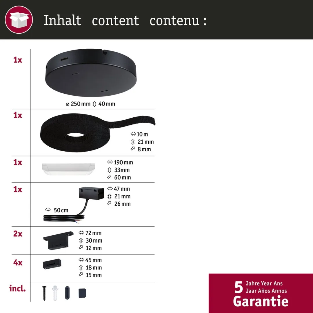 Paulmann ULine Riem Basisset 10m 150W - Zwart - afbeelding 6 van 6