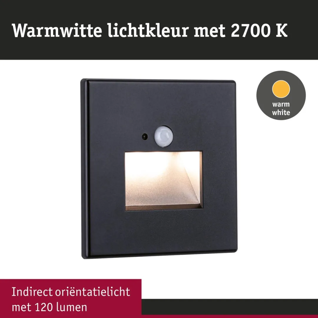 Paulmann Edge LED Wandinbouwlampen 3x - 2700K - 1,2W - Zwart Mat - afbeelding 6 van 6