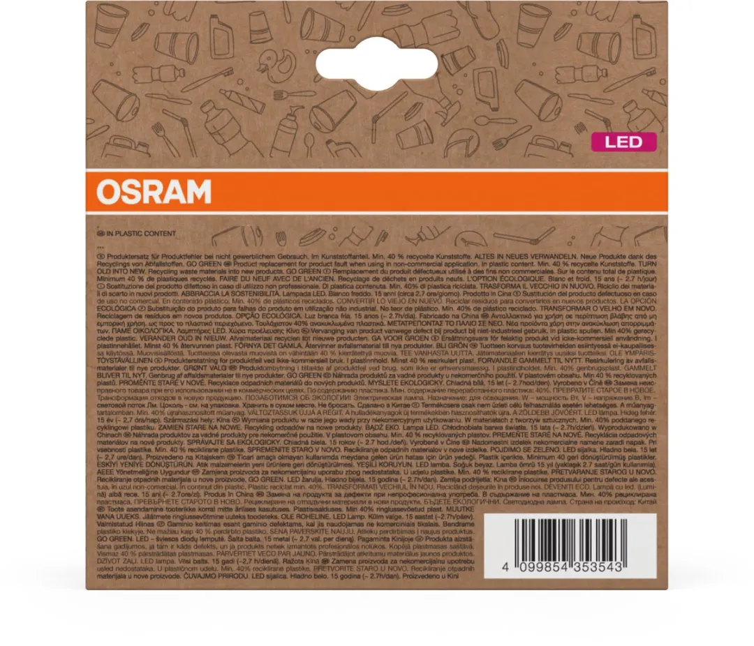 Osram LED Star A100 Recycling 14W E27 - 1521lm Koel wit - 3 Stuks