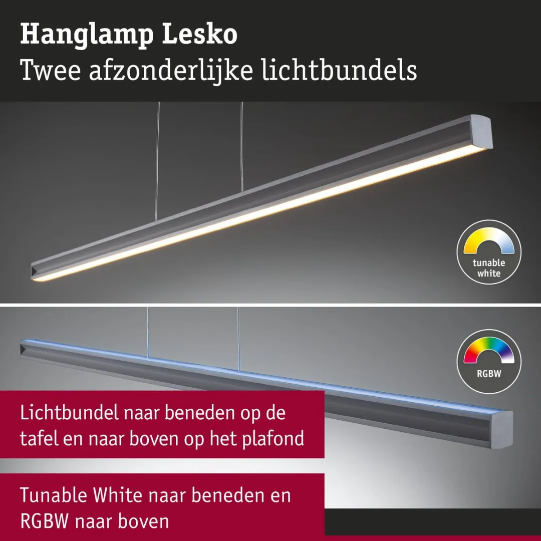 Paulmann Lesko LED Hanglamp RGBW+ 1400lm - Zilver mat - afbeelding 6 van 6