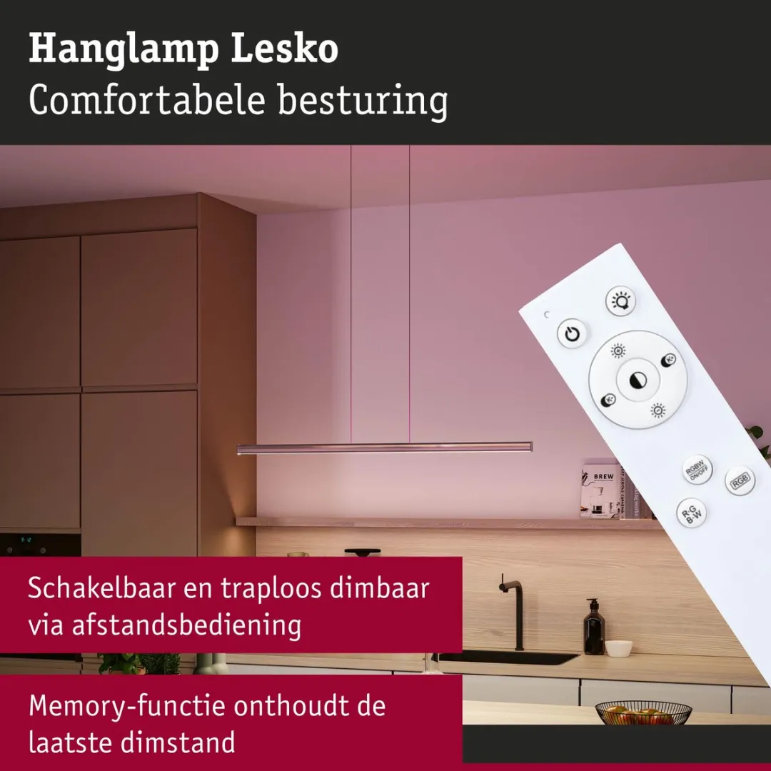 Paulmann Lesko LED Hanglamp RGBW+ 1400lm - Zilver mat
