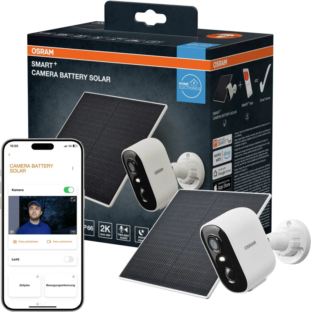 Osram SMART+ WiFi Buitencamera Solar 4MP - 5200mAh - IP66 - Wit