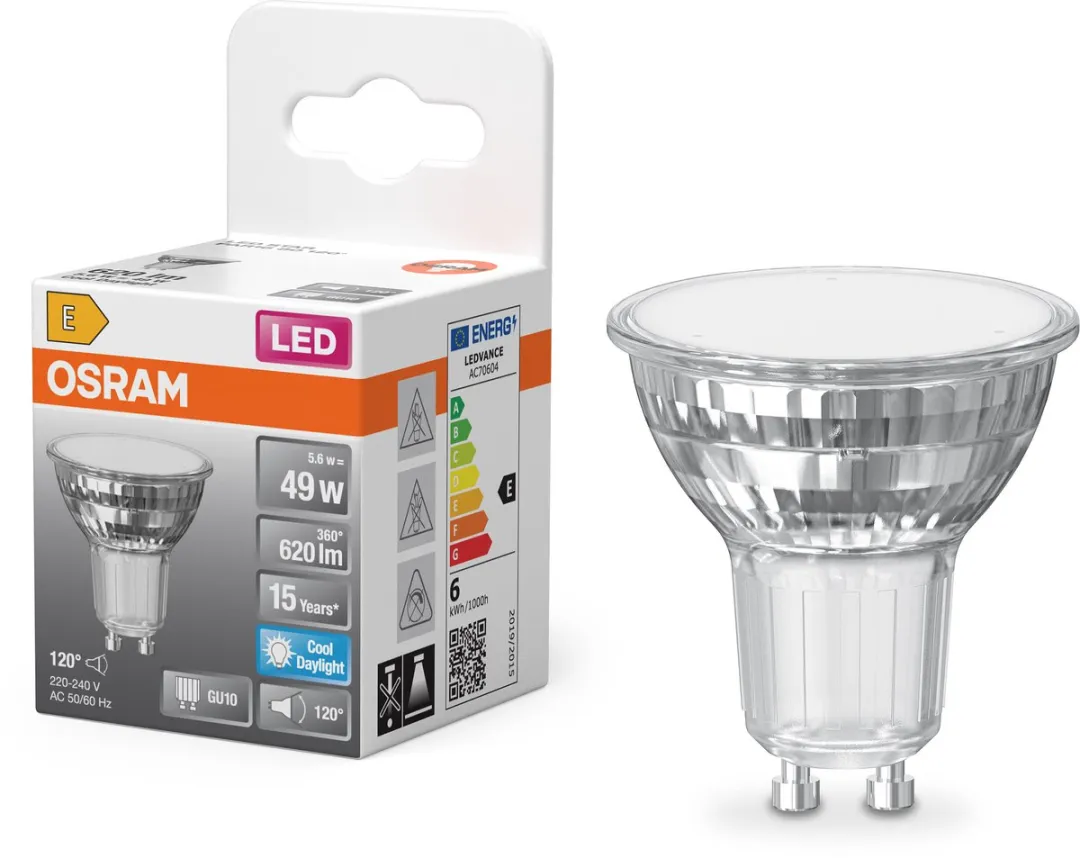 Osram LED Spotlamp Star PAR16 5,6W GU10 - 620lm - Helder glas