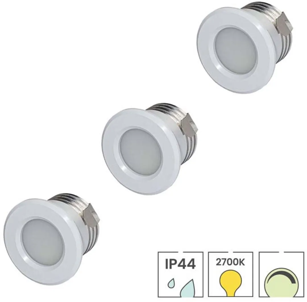 Lybardo Inbouwspots 3W 3-pack - 28mm Zaagmaat - Zilver