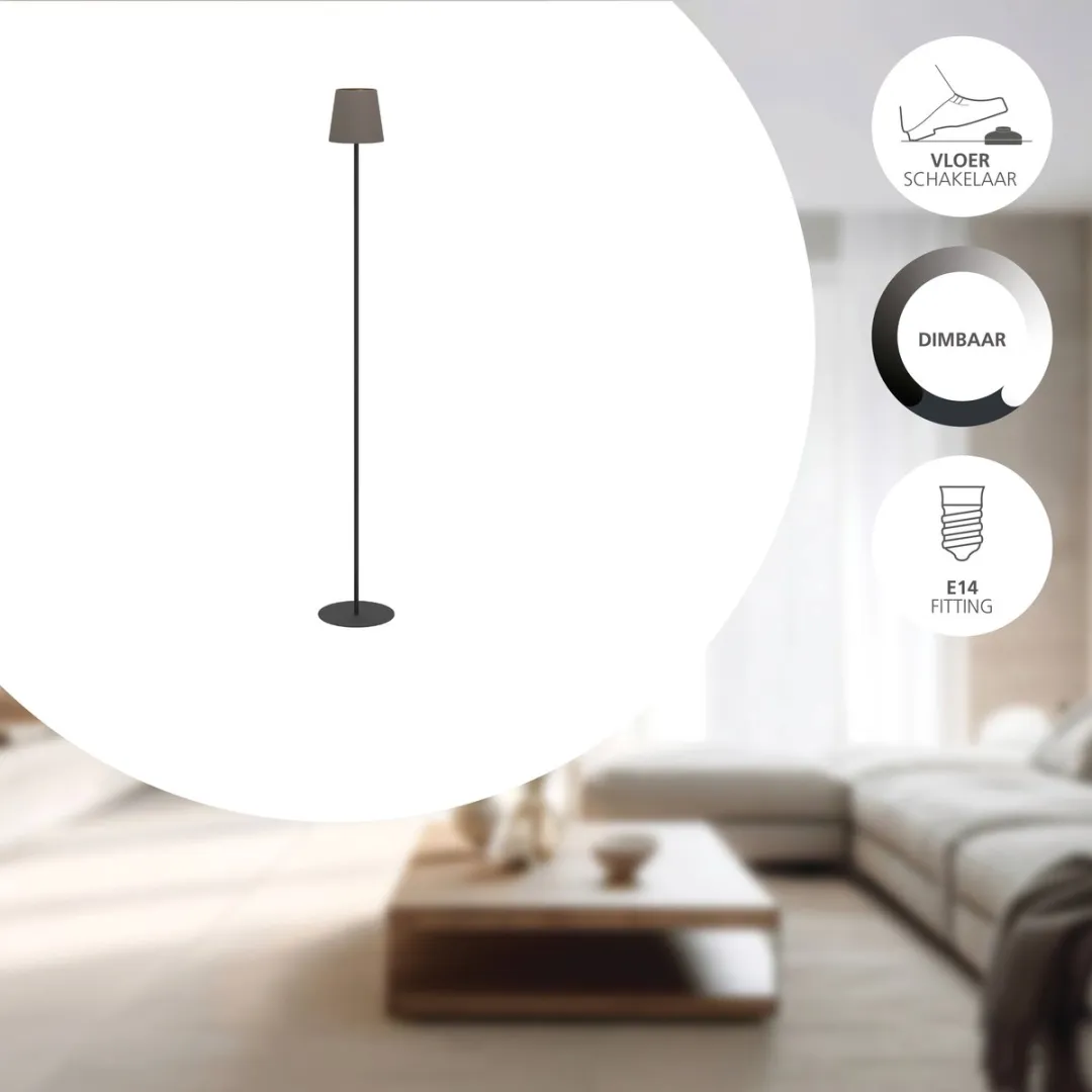 Eglo Fiorana Vloerlamp E14 - 140,5 cm - Zwart/Cappucino/Goud