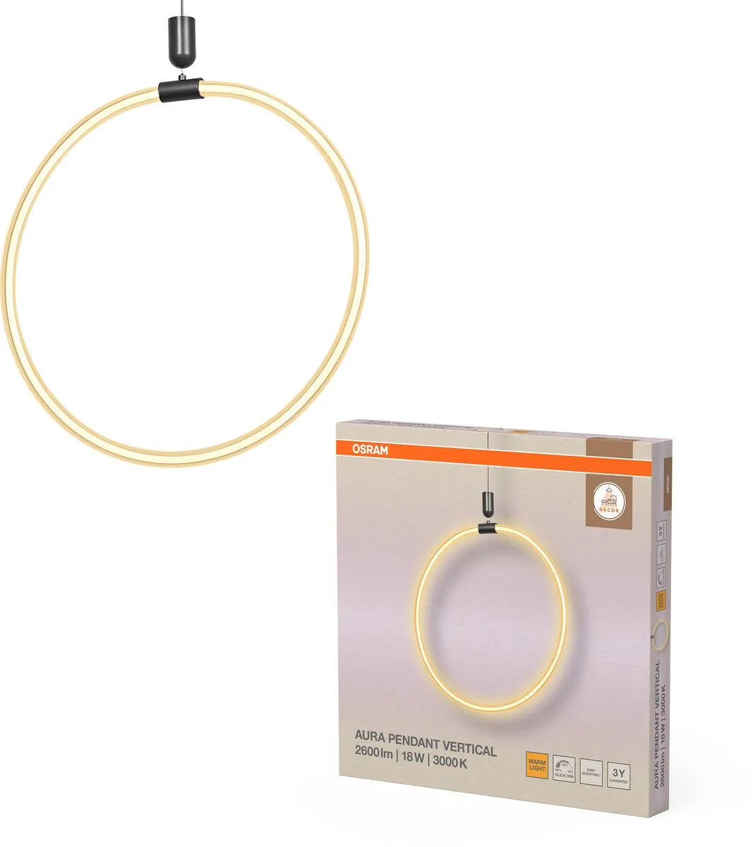 Osram Decor Aura Vert LED Hanglamp 18W 2000lm - Donkergrijs