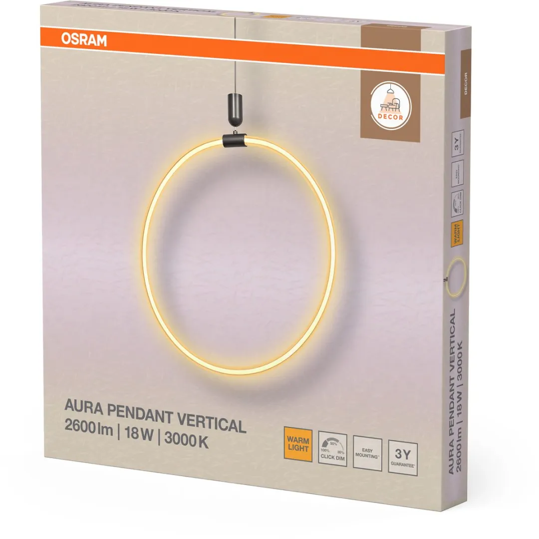 Osram Decor Aura Vert LED Hanglamp 18W 2000lm - Donkergrijs - afbeelding 6 van 6