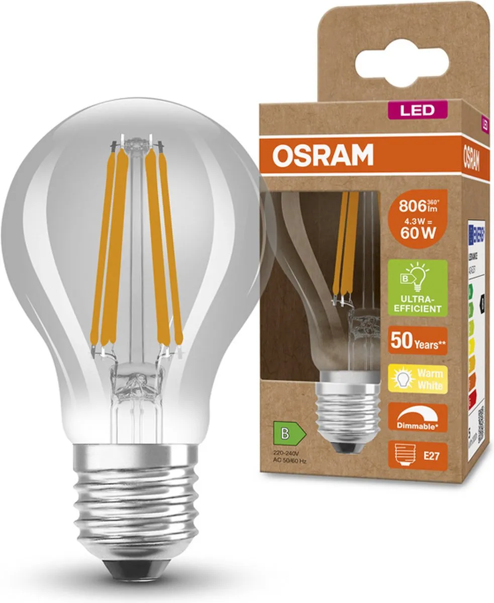 Osram LED-lamp E27 Ballon 4.3W Warmwit - 2700K