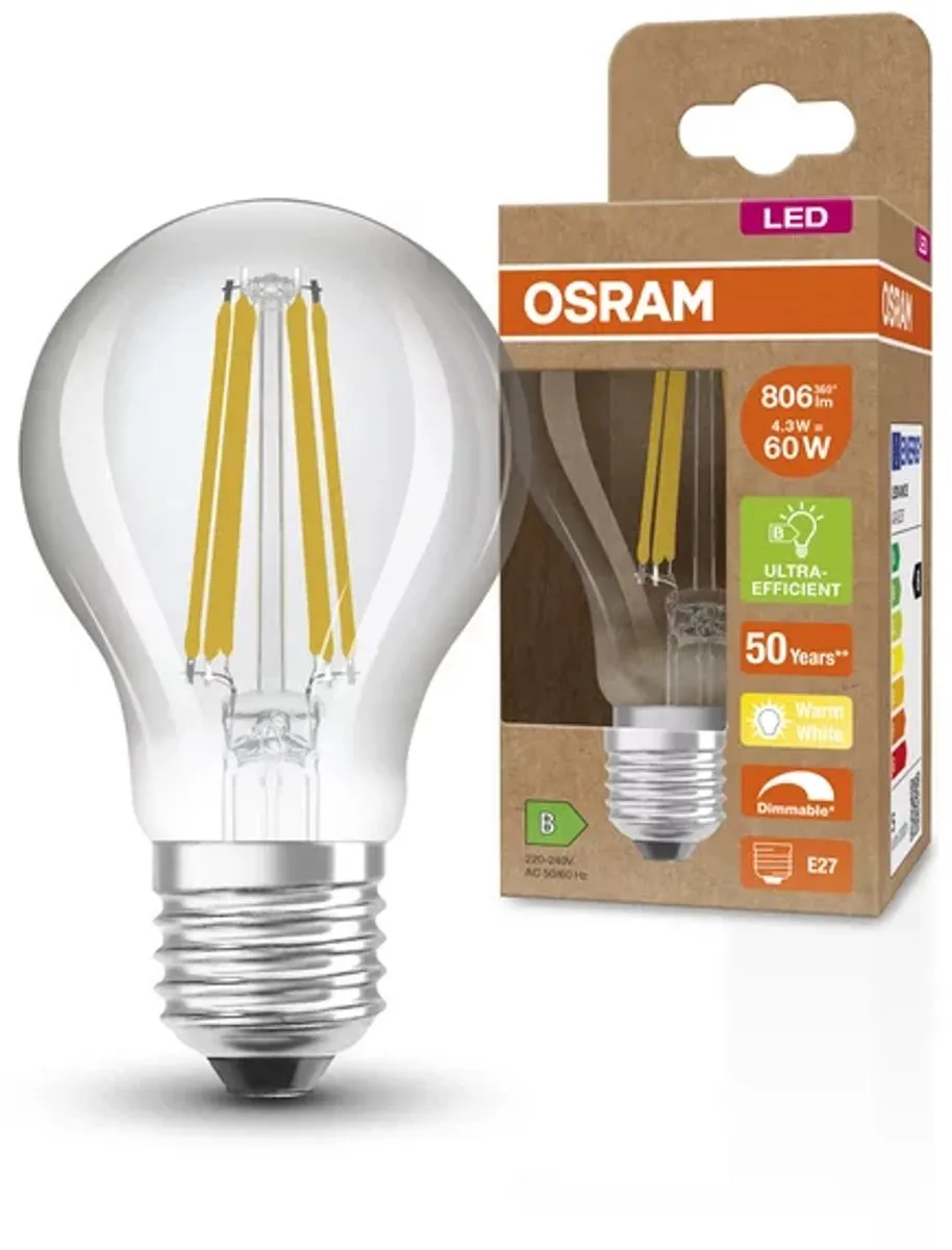 Osram LED-lamp E27 Ballon 4.3W Warmwit - 2700K