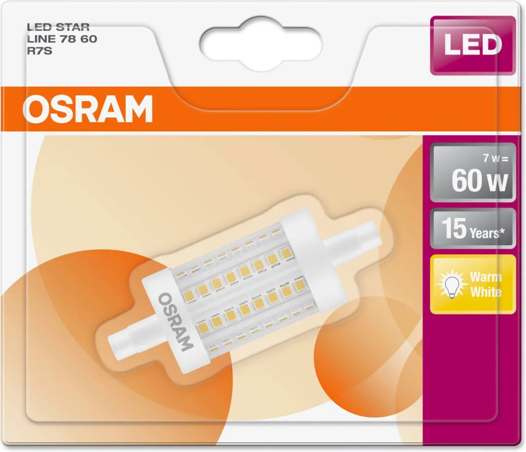 Osram LED-lamp R7s 7W Warmwit - 2700K - afbeelding 3 van 5