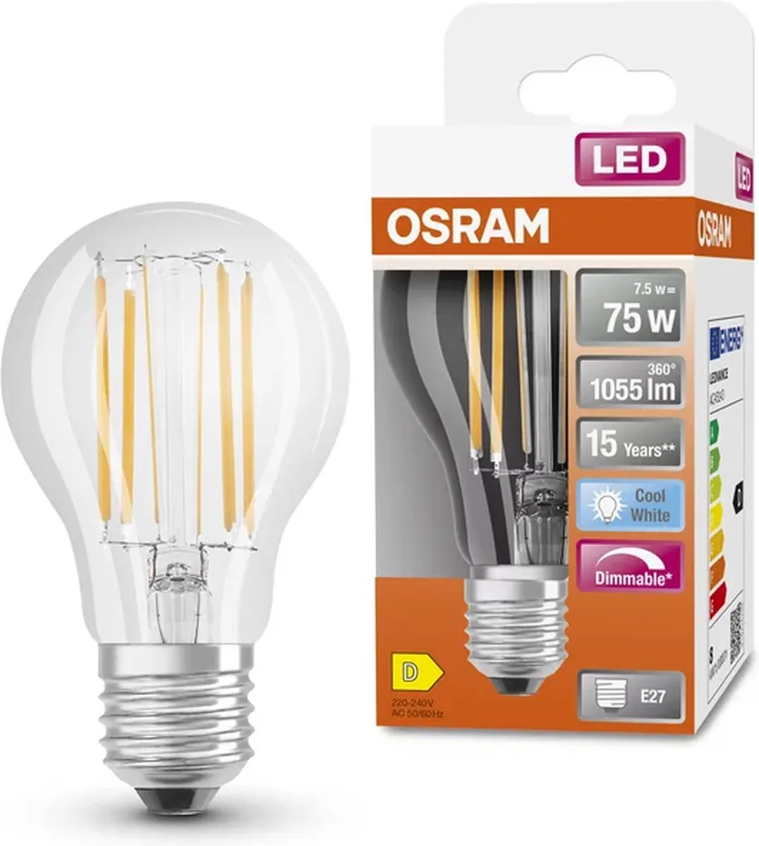 Osram LED-lamp E27 7.5W Koelwit - 4000K