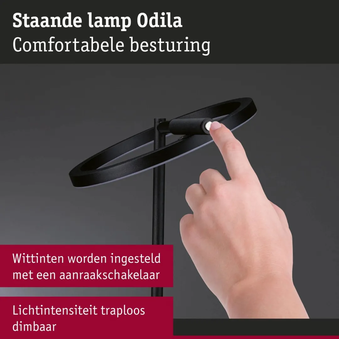Paulmann Odila Staande LED-lamp 2x1200lm - Tunable White - Zwart mat/Chroom