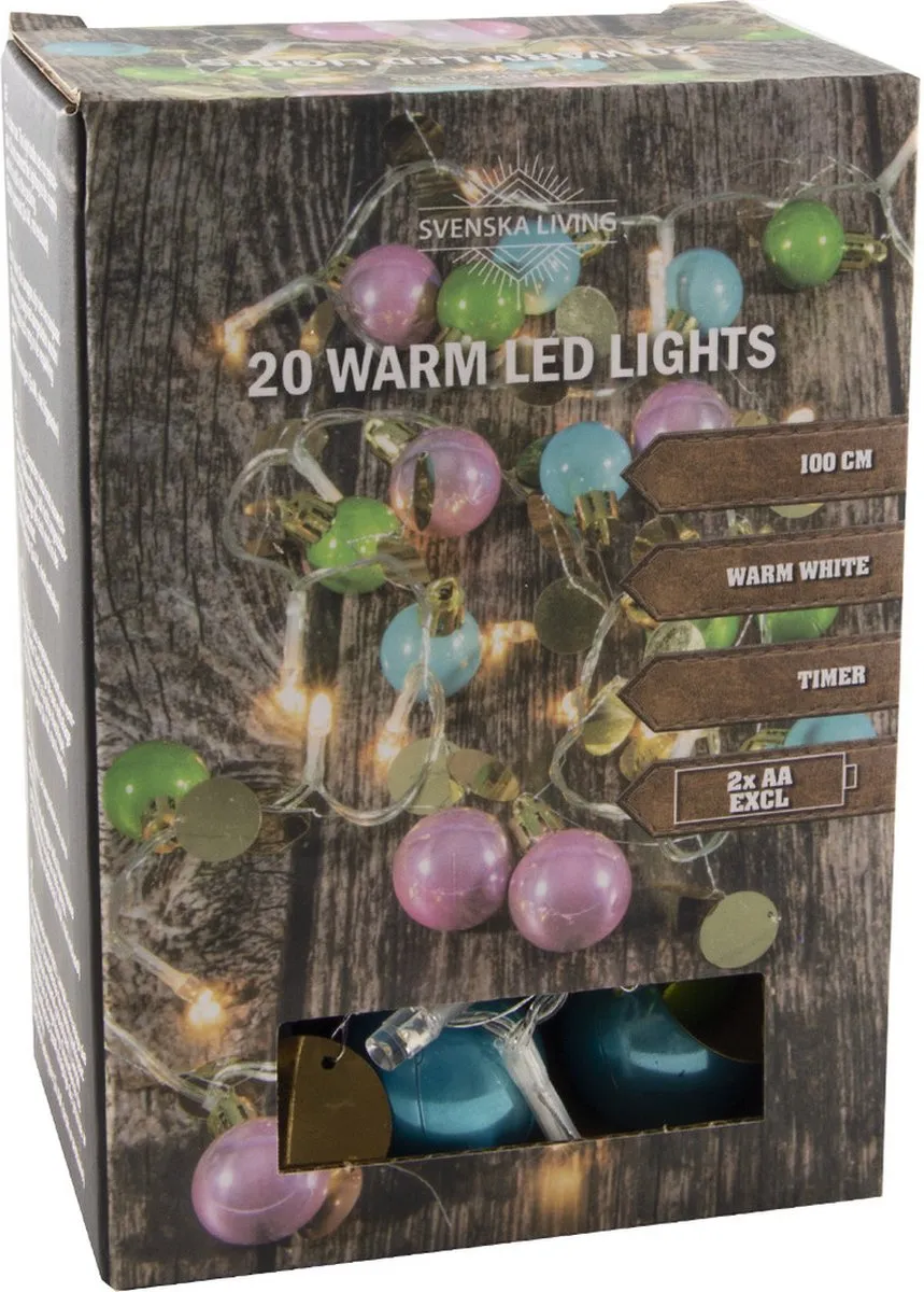 Svenska Living Kerstlichtslinger 2x20 Warm Wit - 120cm