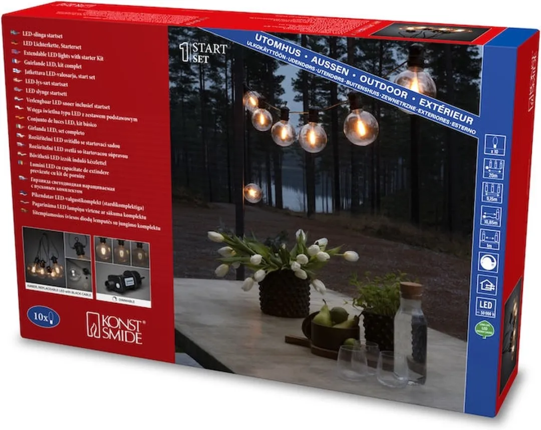 Konstsmide Sweden 2394-800 Snoerverlichting - 10 Globes Ø12cm Warmwit 24V