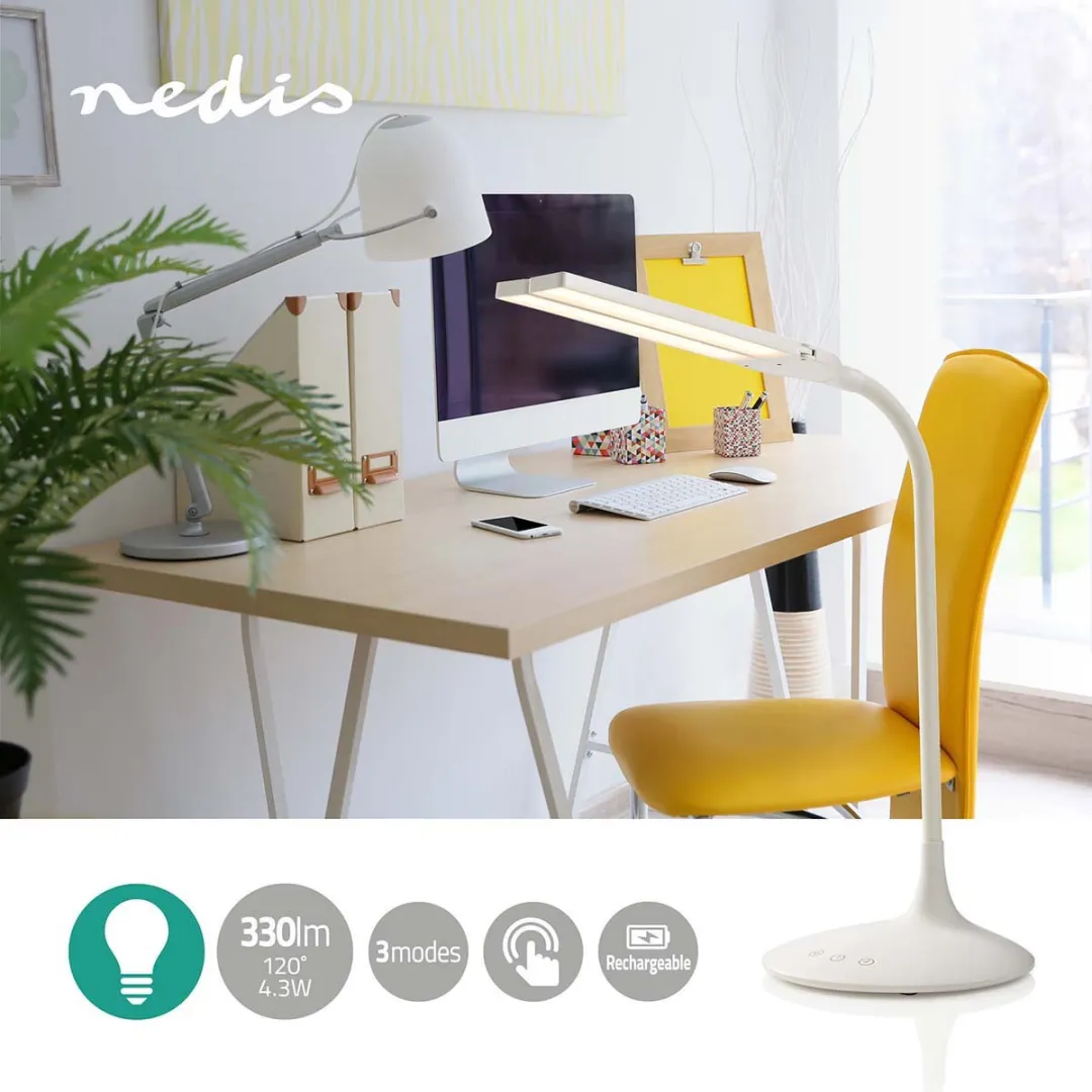Nedis LED Bureaulamp 280lm - Oplaadbaar - Wit