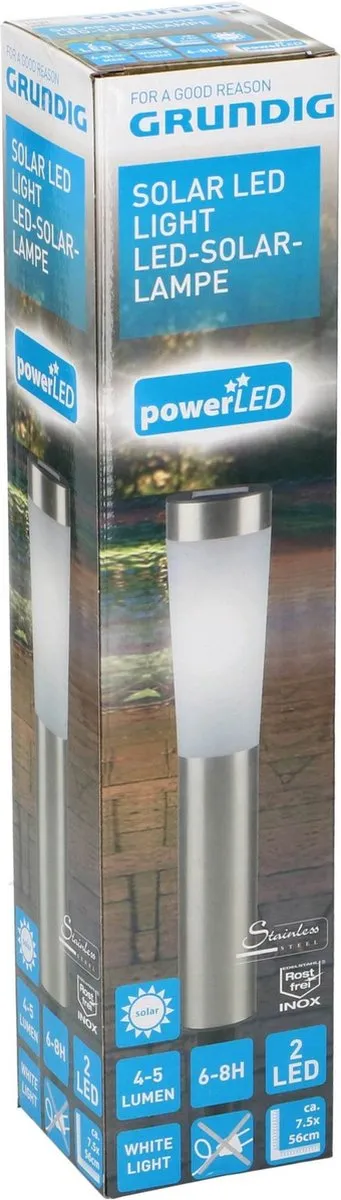 Grundig Prikspot Solar Tuinlampen 6x - RVS - Ø7,5cm - Wit