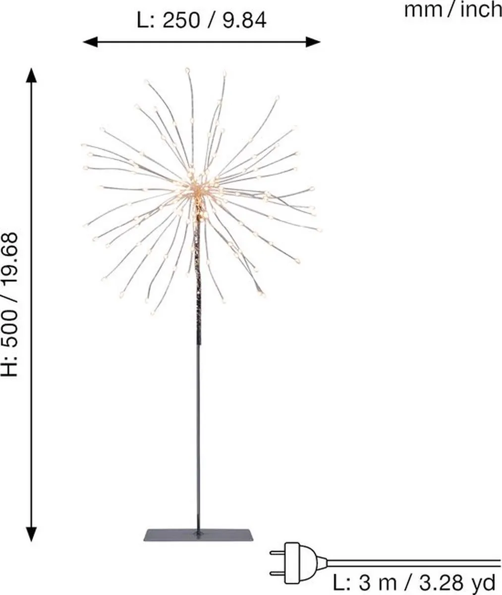 Star Trading Firework LED Vloerlamp - 120 LED's - Zilver - Warm wit