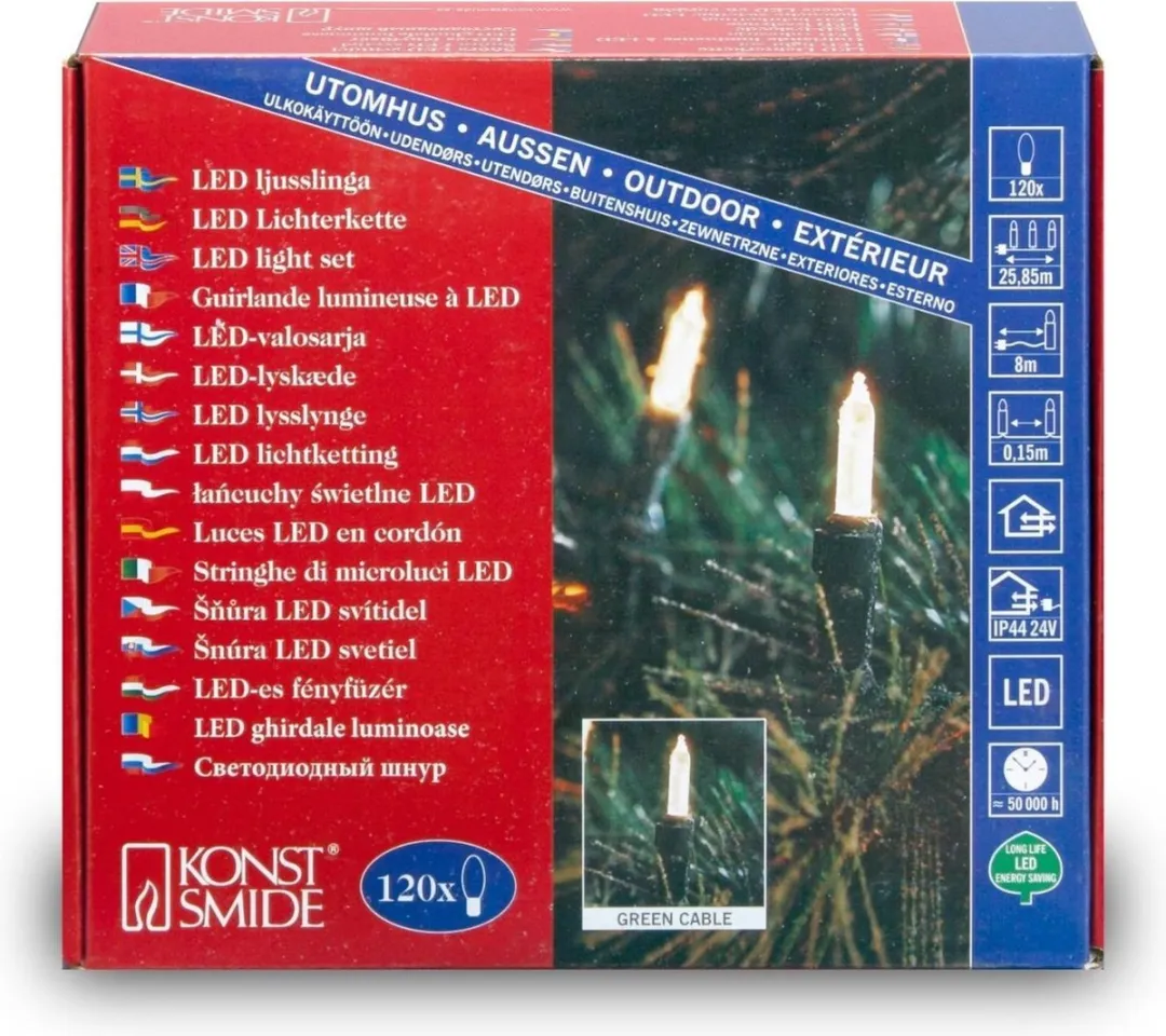 Konstsmide 6060 Snoerverlichting 120 LED - 1785cm - 24V Warmwit Groen - afbeelding 5 van 6