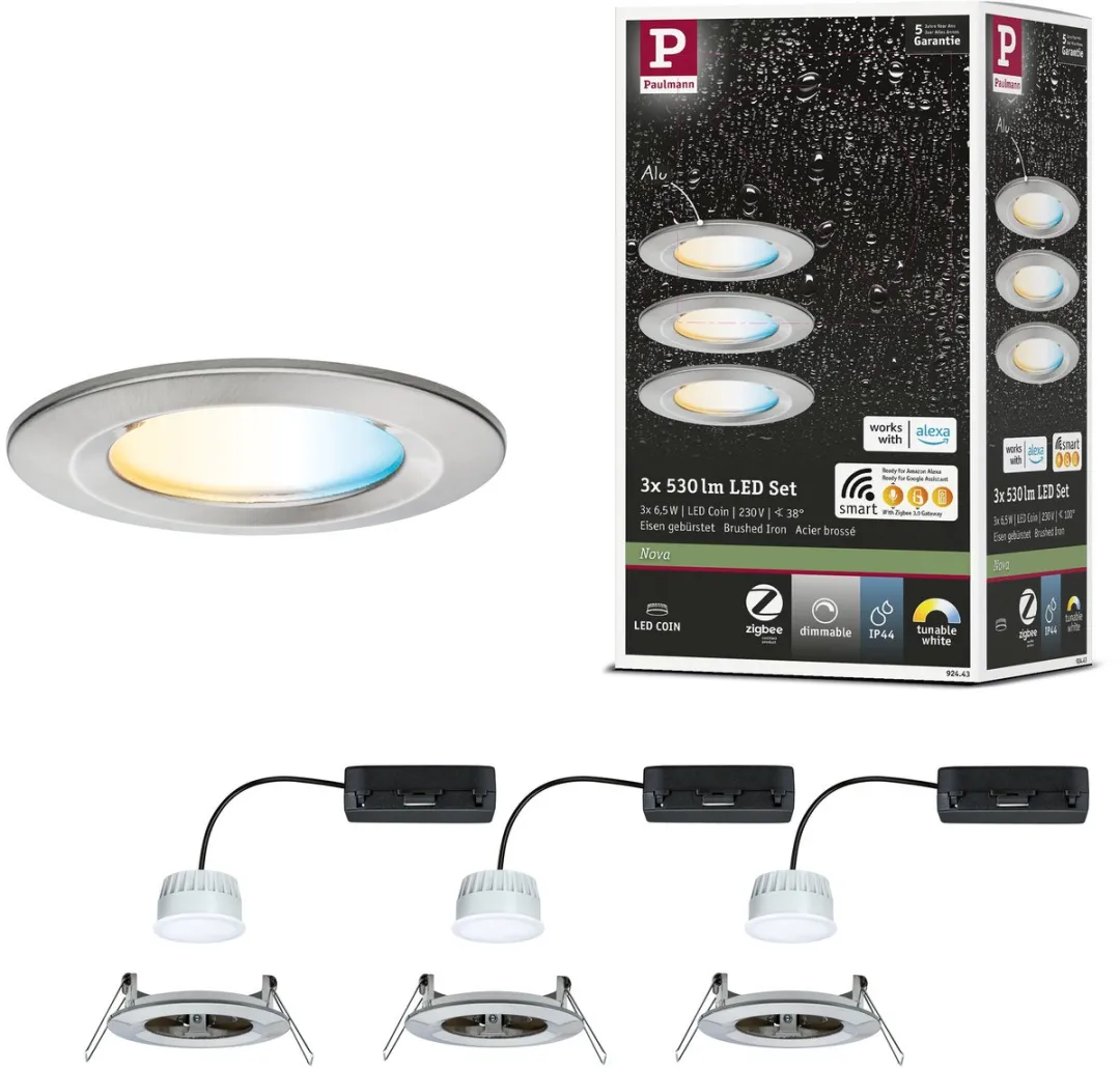 Paulmann Nova Coin LED-inbouwlamp 3x530lm Tunable White 78mm