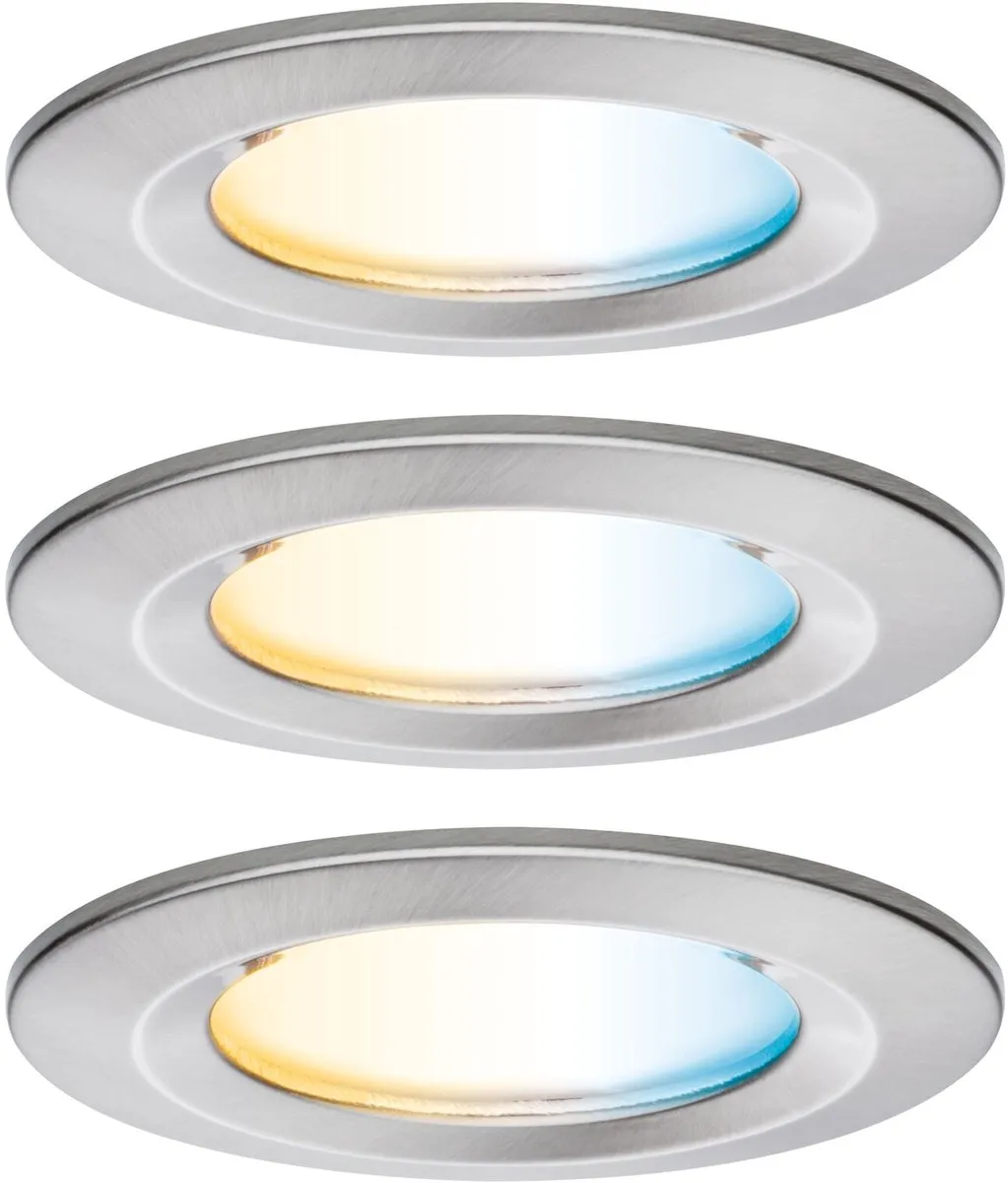 Paulmann Nova Coin LED-inbouwlamp 3x530lm Tunable White 78mm - Staal geborsteld