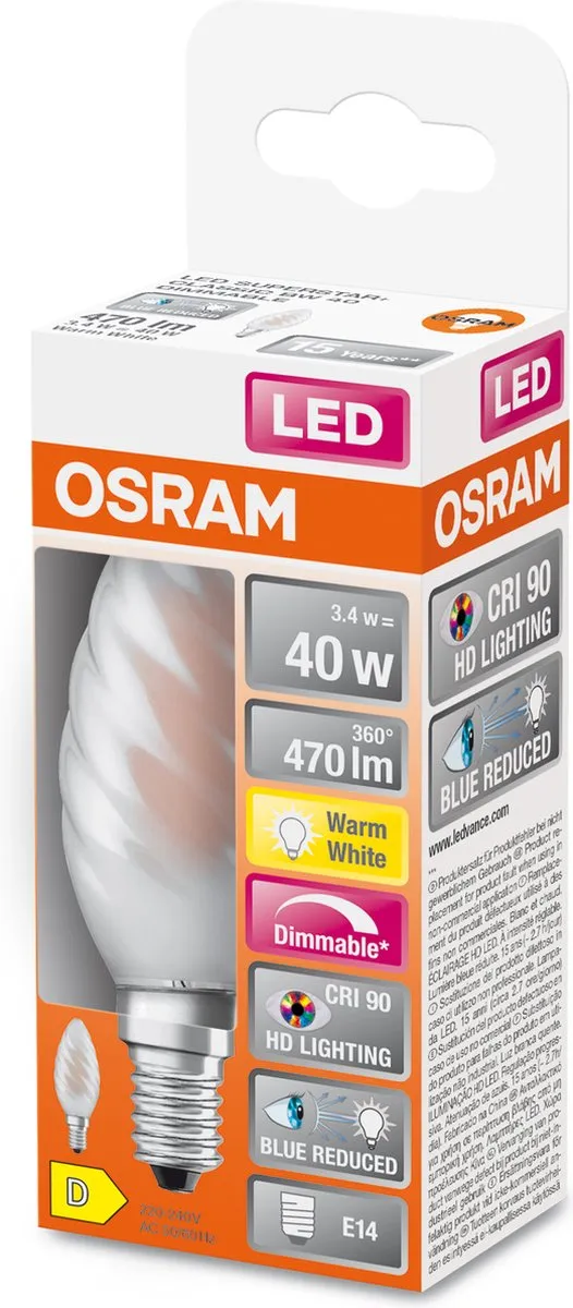 Osram Superstar LED E14 Matglas Warm Wit 3.4W 47lm - afbeelding 5 van 6