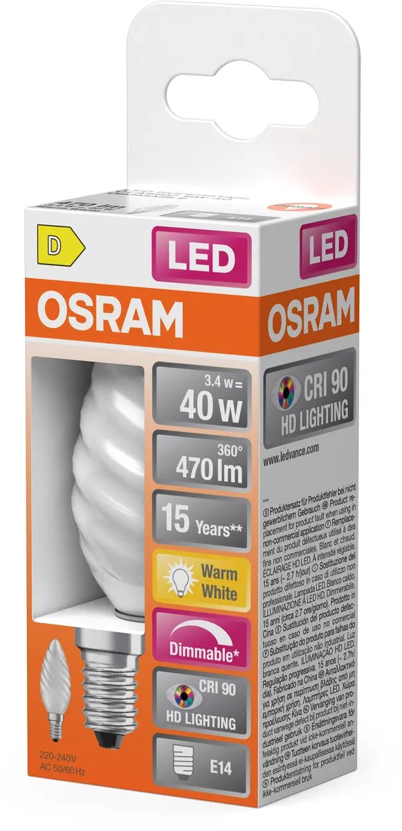 Osram Superstar LED E14 Matglas Warm Wit 3.4W 47lm - afbeelding 4 van 6