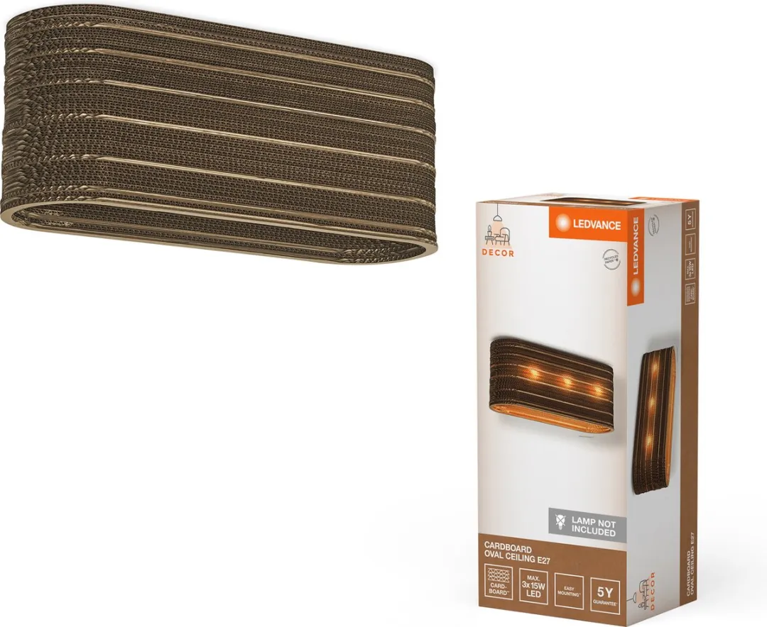 LEDVANCE Decor Cardboard Oval Plafondlamp - 3xE27 - Bruin
