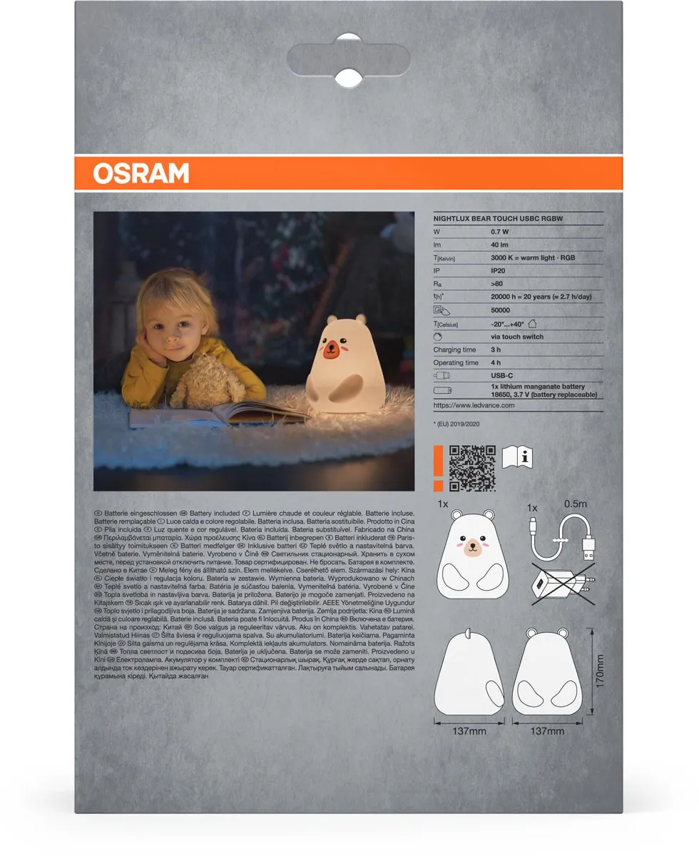 Osram Nightlux Touch Nachtlamp Beer - RGBW 3000K - USB-C Oplaadbaar