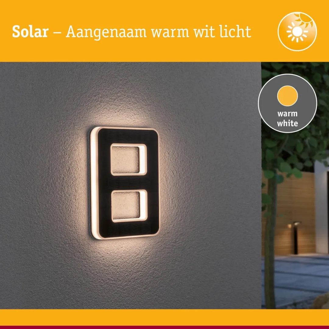 Paulmann Solar LED Huisnummerverlichting 6lm IP44 - Zwart