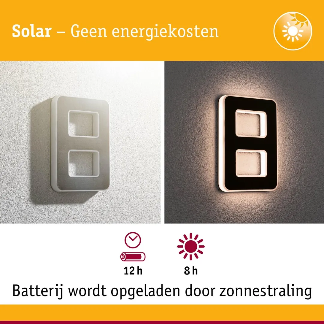 Paulmann Solar LED Huisnummerverlichting 6lm IP44 - Zwart - afbeelding 6 van 6