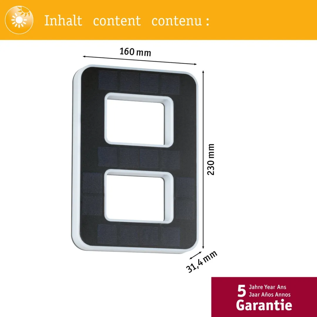 Paulmann Solar LED Huisnummerverlichting 6lm IP44 - Zwart