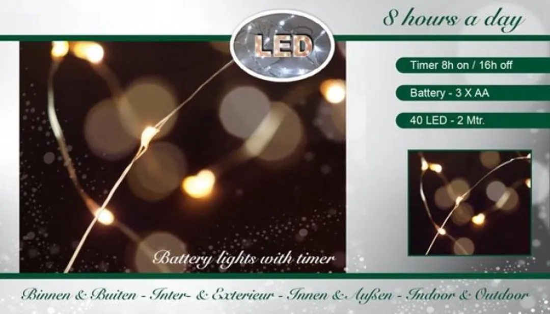 Anna's Collection Draadverlichting 40 LED Warm Wit 200cm - Zilver