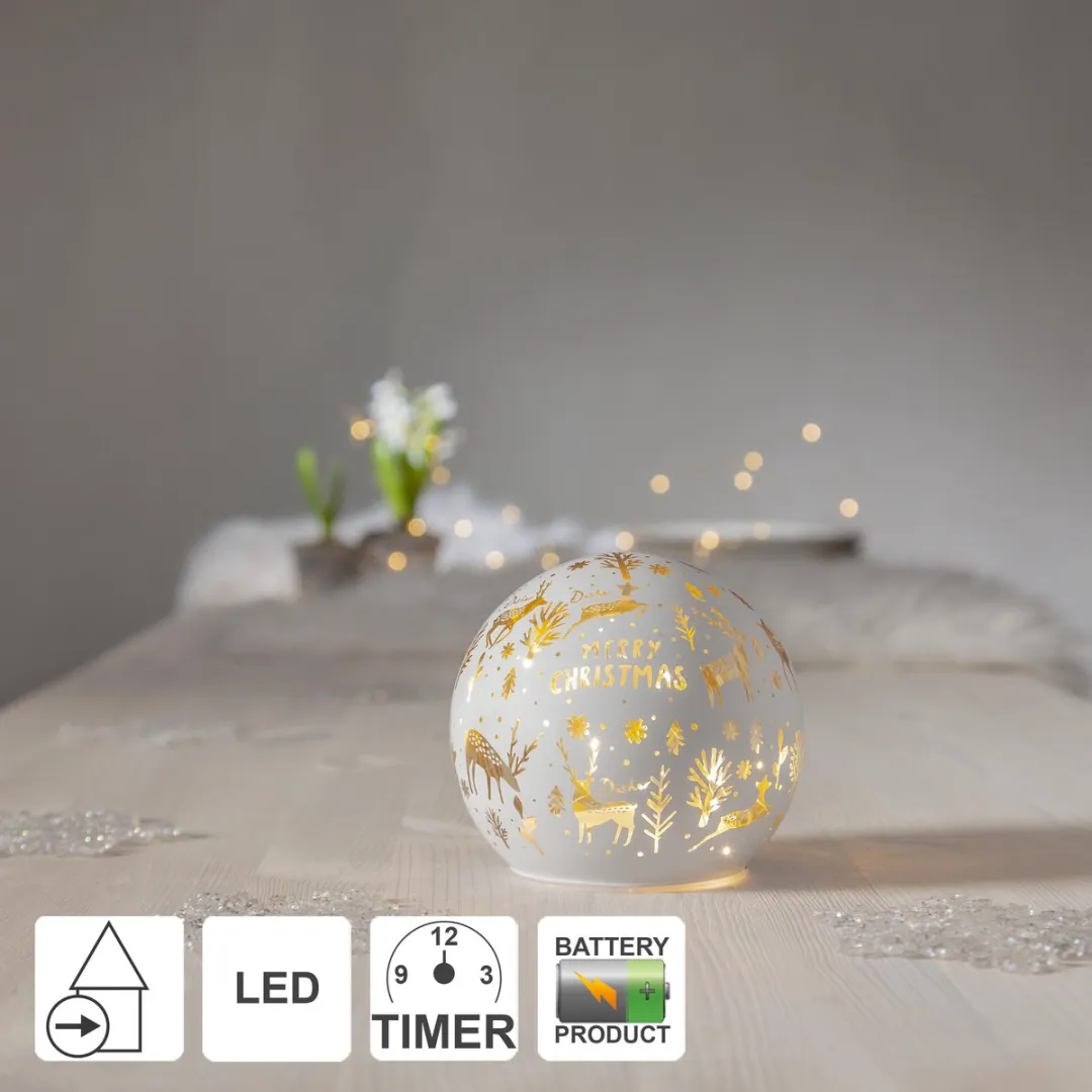 Star Trading MerryX-Mas LED Ball Light - Ø12cm - Mat - Warm wit - Timer