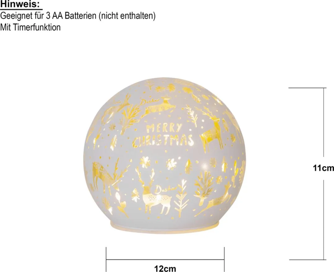 Star Trading MerryX-Mas LED Ball Light - Ø12cm - Mat - Warm wit - Timer